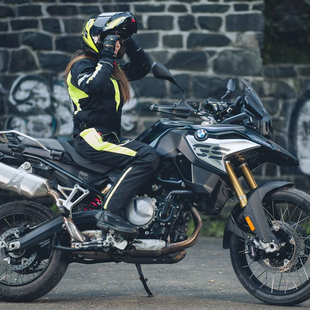 Damskie spodnie motocyklowe W-TEC Spirital Lady - Czarny-fluo żółty