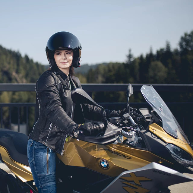 Women’s Leather Motorcycle Jacket W-TEC Hagora - Matte Black