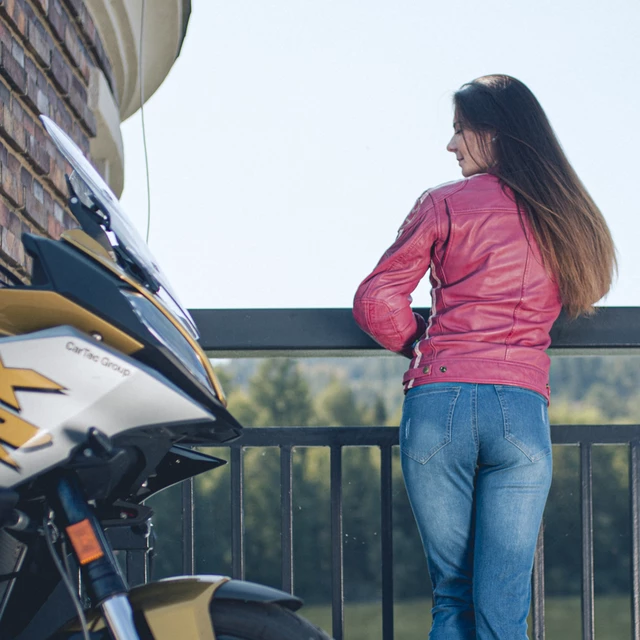 Women’s Leather Motorcycle Jacket W-TEC Sheawen Lady Pink