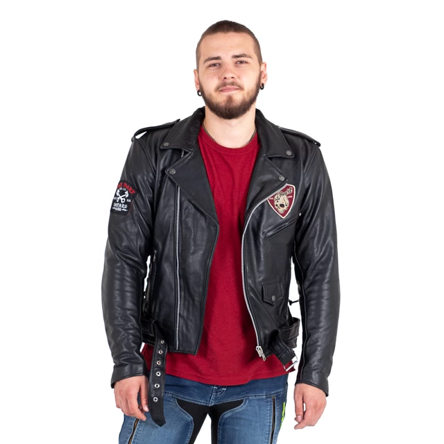 Leather Motorcycle Jacket W-TEC Black Heart Perfectis - Black