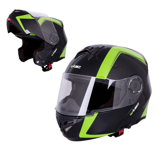 Klappbarer Motorradhelm W-TEC V270 - mattschwarz - schwarz-grün