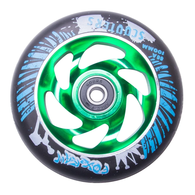 Spare wheel for scooter FOX PRO Raw 03 100 mm - Black-Green