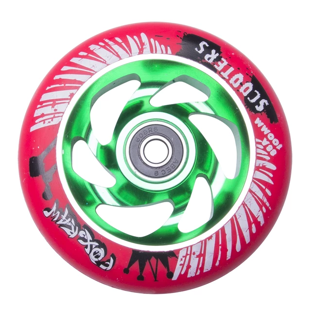 Spare wheel for scooter FOX PRO Raw 03 100 mm - Red-Green