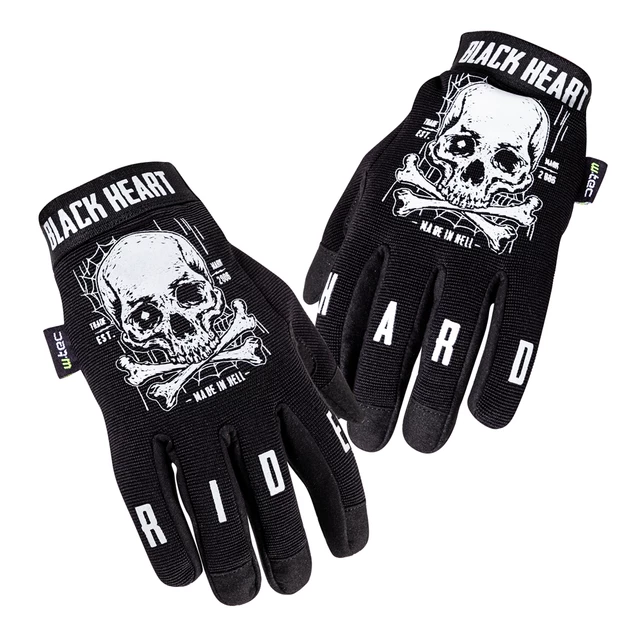 Rękawice motocyklowe W-TEC Black Heart Web Skull - Czarny - Czarny