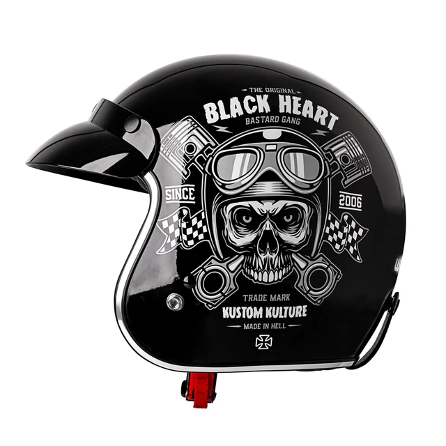 Moto přilba W-TEC Black Heart Kustom - Ride Culture, matně černá
