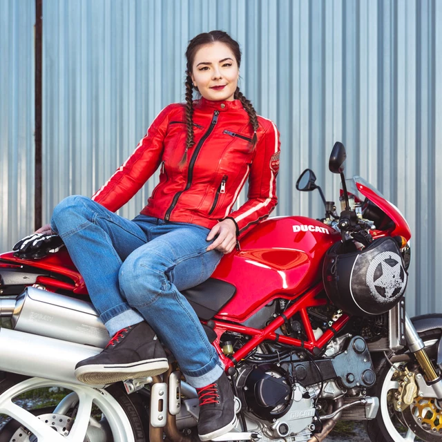 Damska skórzana kurtka motocyklowa W-TEC Umana - Czerwony