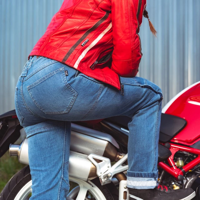 Damskie jeansowe spodnie motocyklowe W-TEC Lustipa - Niebieski