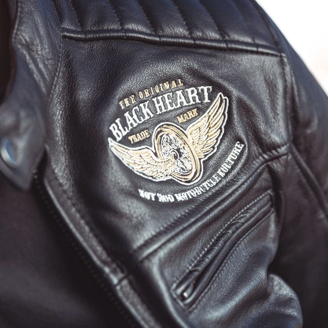Motoros bőrkabát W-TEC Black Heart Wings Leather Jacket - fekete
