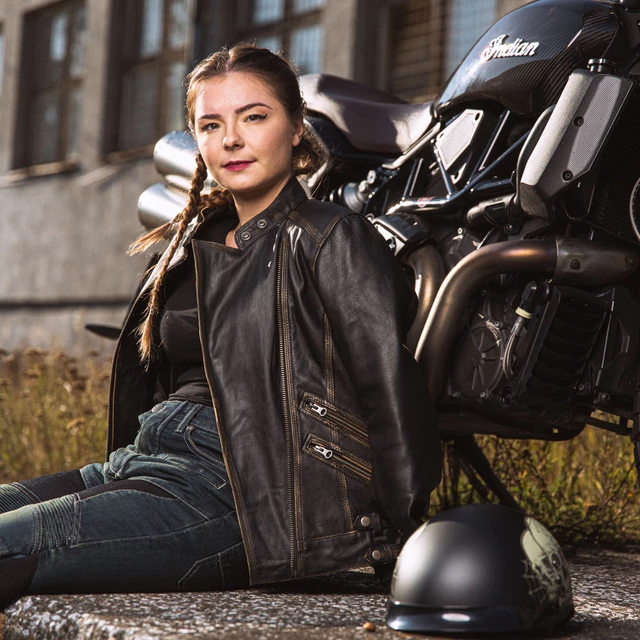 Women’s Leather Motorcycle Jacket W-TEC Black Heart Lizza - Vintage Brown