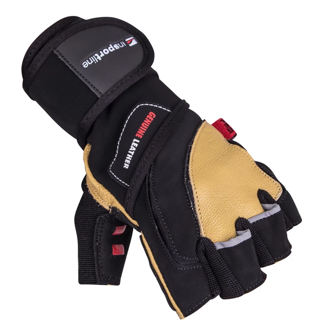 Leather Fitness Gloves inSPORTline Trituro - Black-Yellow