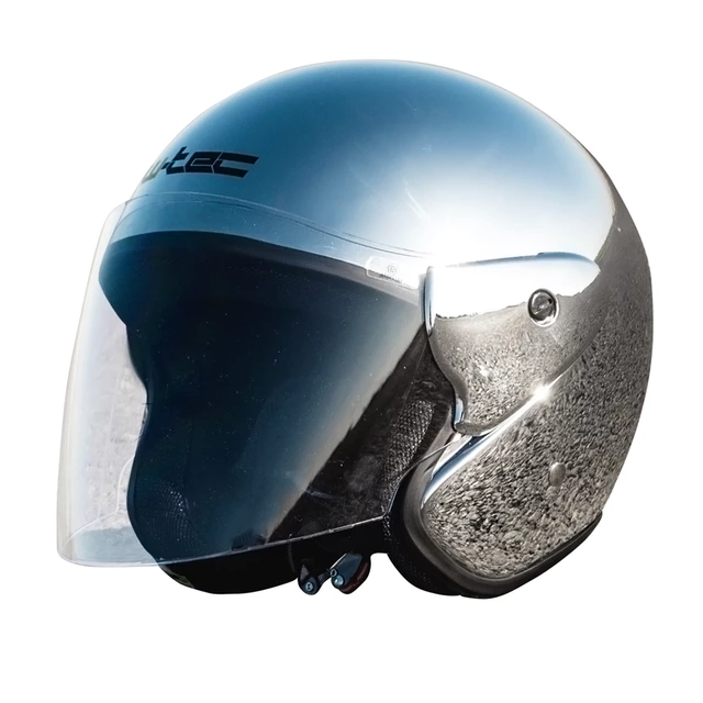 Motorcycle Helmet W-TEC AP-74 Silver Chrome