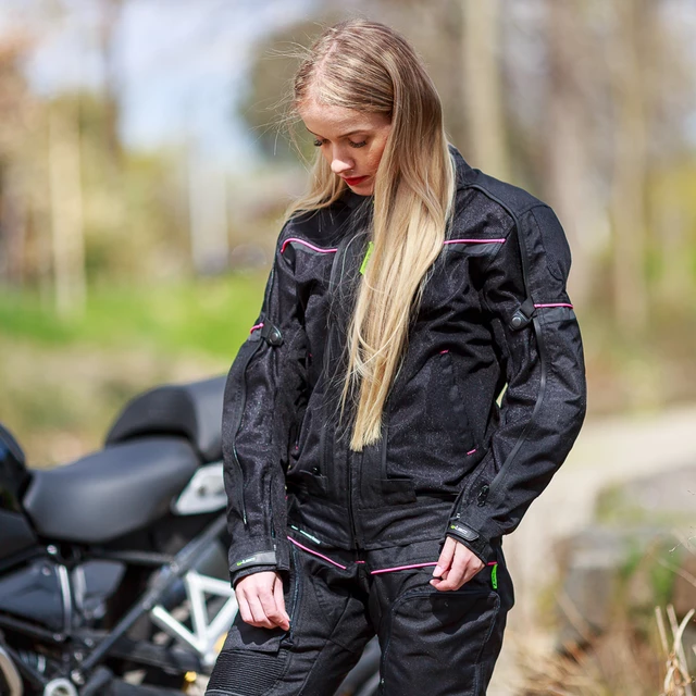 Női motoros kabát W-TEC Progair Lady - fekete-rózsaszín