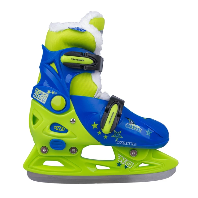 Chlapčenské zimné korčule WORKER Kelly Pro Boy - s kožušinkou - modro-zelená - modro-zelená
