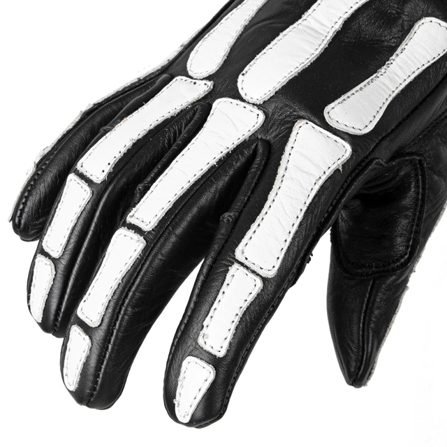 Motorcycle Gloves W-TEC Classic - White Bones Black