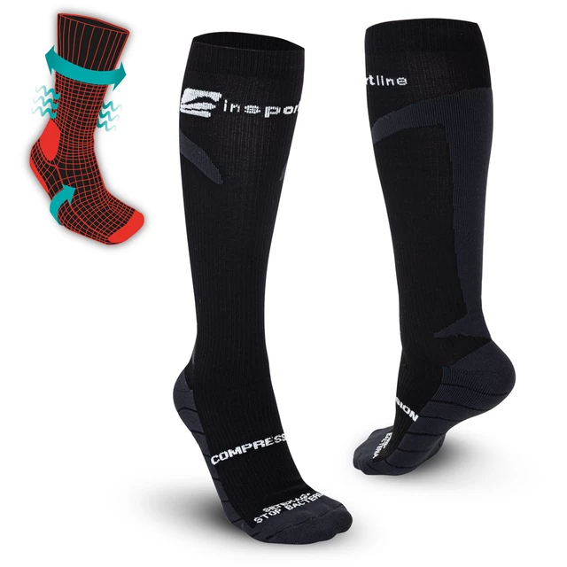 Kompresijske nogavice inSPORTline Compleano AG+ - črna - črna