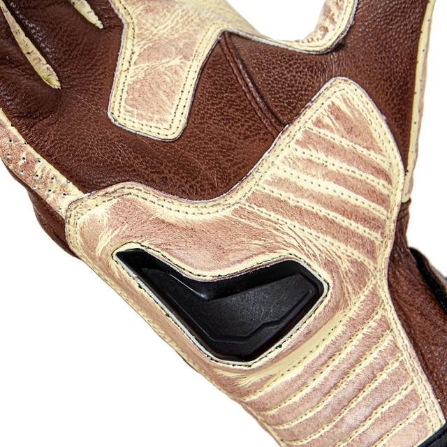 Leather Motorcycle Gloves W-TEC Retro - Brown-Beige