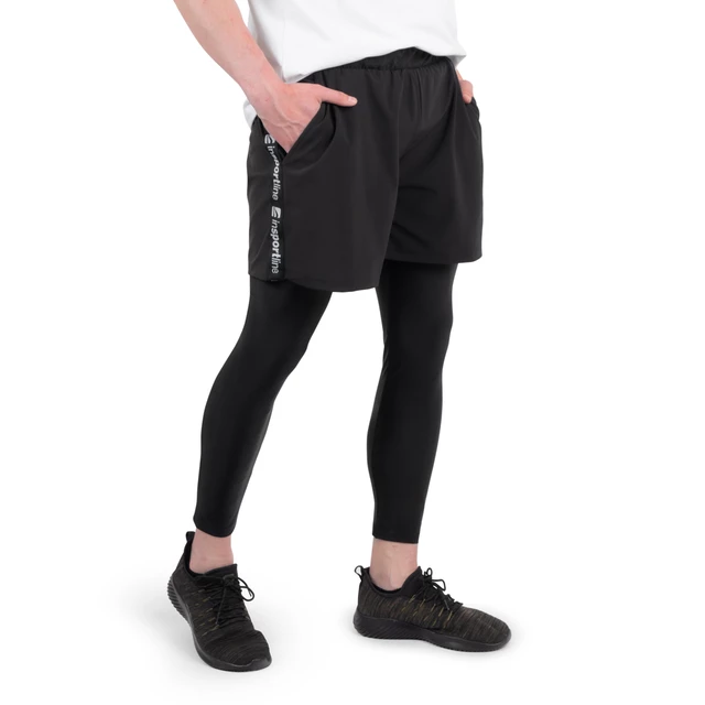 Férfi leggings 2in1 inSPORTline Closefit - fekete - fekete