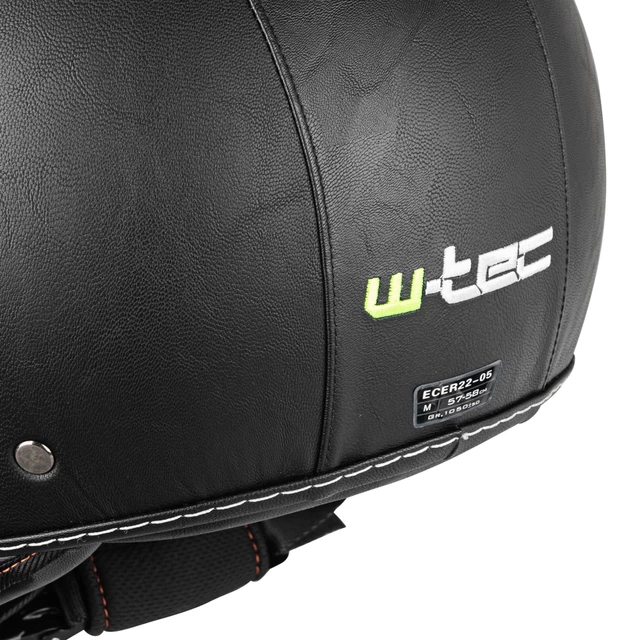 W-TEC FS-701LB Scooter-Helm aus schwarzem Leder