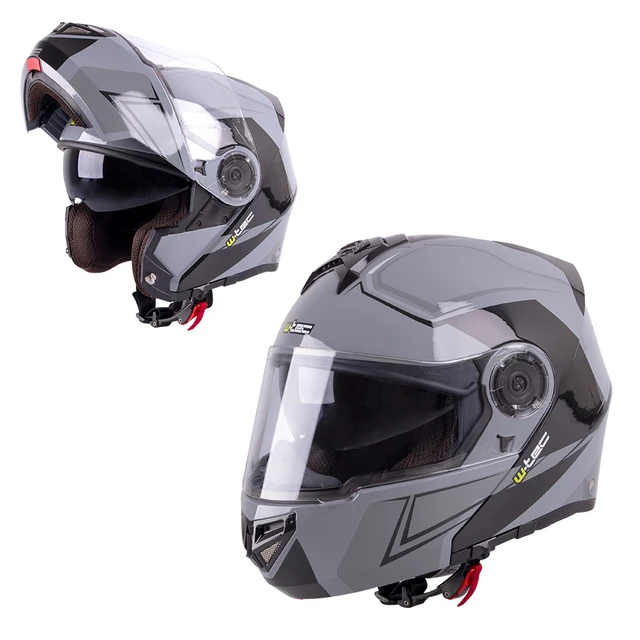 Klappbarer Motorradhelm W-TEC V270 - mattschwarz - schwarz-grau