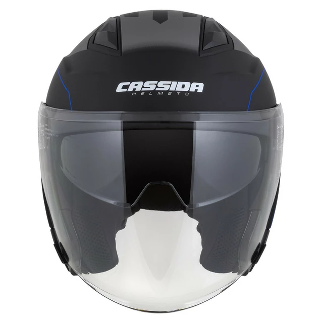 Cassida Jet Tech RoxoR Motorradhelm schwarz matt/blau/grau/weiß