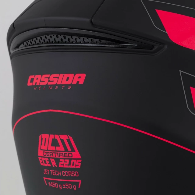 Cassida Jet Tech RoxoR Motorradhelm schwarz matt/fluo rot/grau