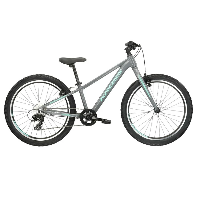 Junior lányka kerékpár Kross LEA JR 2.0 24" - modell 2022 - fekete/rózsaszín/kék - szürke/türkiz