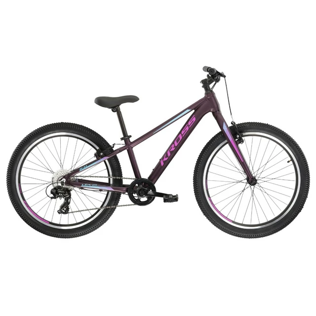 Junior lányka kerékpár Kross LEA JR 2.0 24" - modell 2022 - szürke/türkiz - fekete/rózsaszín/kék