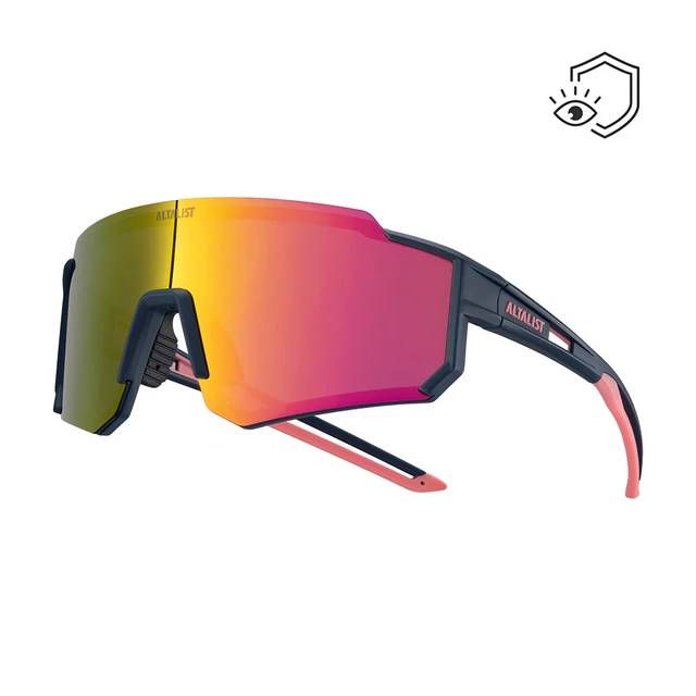 Sportowe okulary przeciwsłoneczne Altalist Legacy 2 - czarny z czerwonymi okularami - ciemnoniebieskie z różowymi soczewkami
