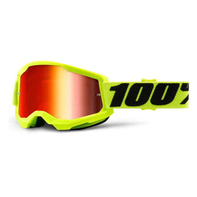 Motocross szemüveg 100% Strata 2 Mirror - Kombat bézs-narancssárga, True arany plexi