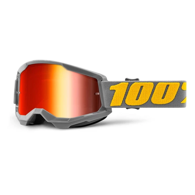 Motokrosové okuliare 100% Strata 2 Mirror - Summit tyrkysovo-červená, zrkadlové strieborné plexi
