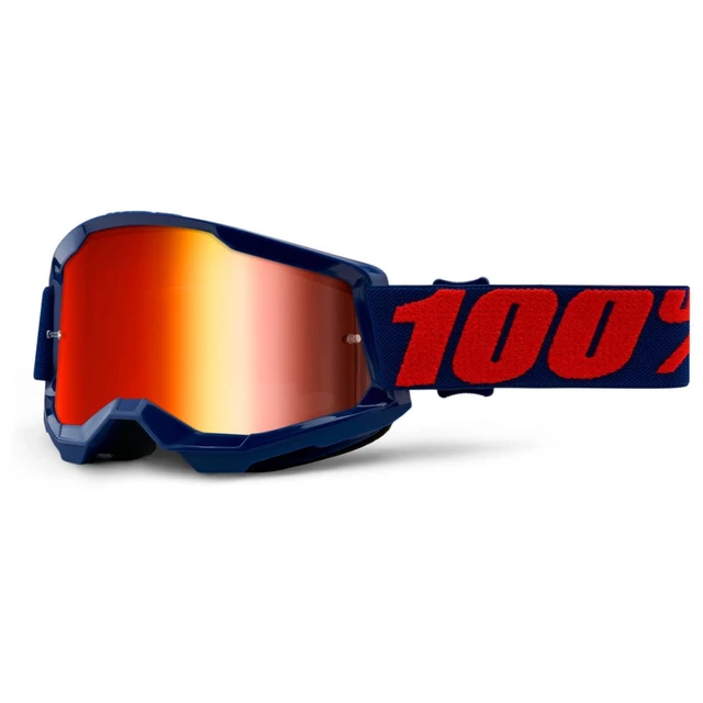 Motokrosové brýle 100% Strata 2 Mirror - Izipizi šedo-žlutá, zrcadlové červené plexi