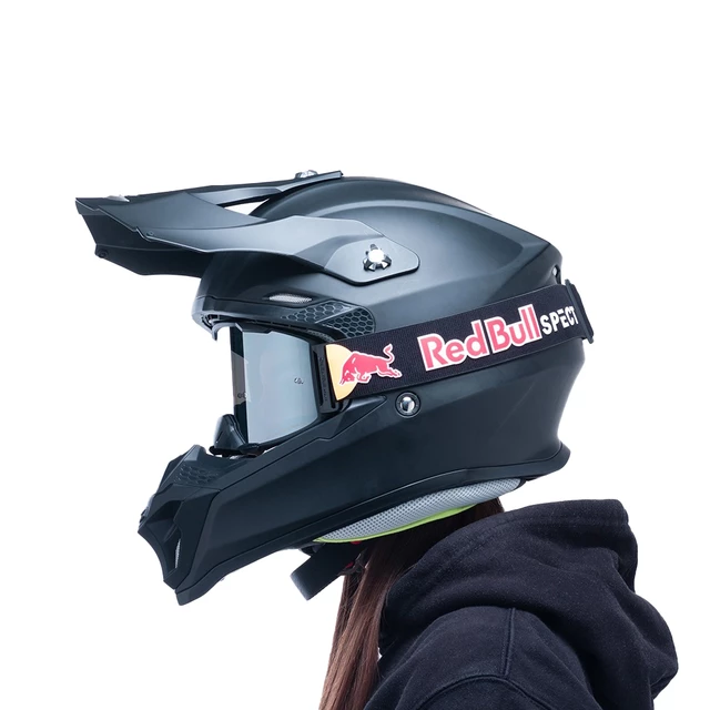 Motocross Goggles Red Bull Spect Strive Panovision, Matte Black, Silver Mirrored Lens