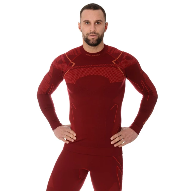 Men’s Long-Sleeved T-Shirt Brubeck Thermo - Jeans - Burgundy