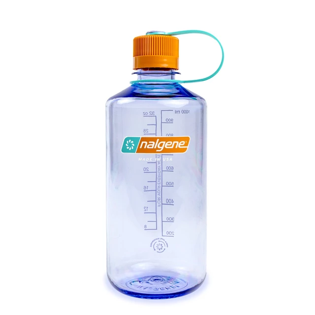 Outdoor Water Bottle NALGENE Narrow Mouth Sustain 1 L - Clear w/Green Cap - Amethyst