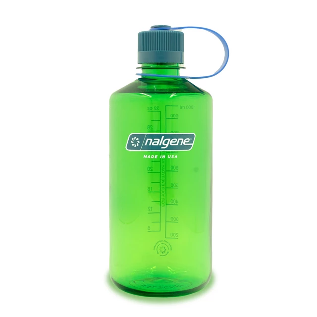 Outdoor Water Bottle NALGENE Narrow Mouth Sustain 1 L - Clear w/Green Cap - Parrot Green