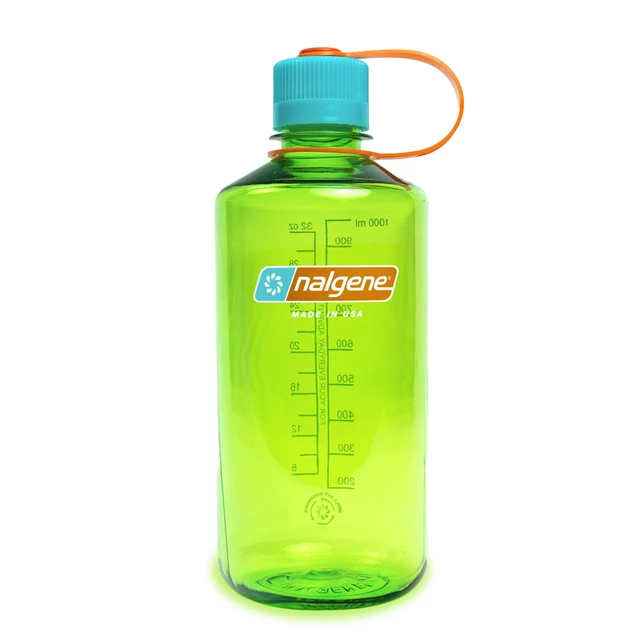 Outdoorová fľaša NALGENE Narrow Mouth Sustain 1l - Clear w/Green Cap - Pear