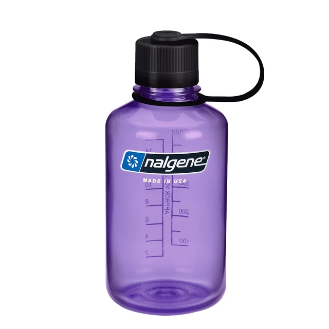 Outdoorová fľaša NALGENE Narrow Mouth Sustain 500 ml - Gray - Purple w/Black Cap