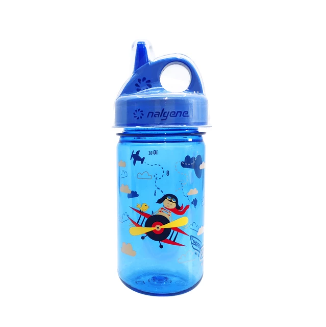 Gyerek kulacs NALGENE Grip'n Gulp 350 ml 2023 - Narancssárga Vulkán - Blue Biplane