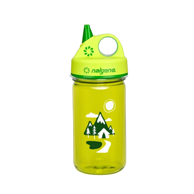 Dziecięca butelka bidon na wodę NALGENE Grip'n Gulp 350 ml 2023 - Orange Volcano - Zielony szlak
