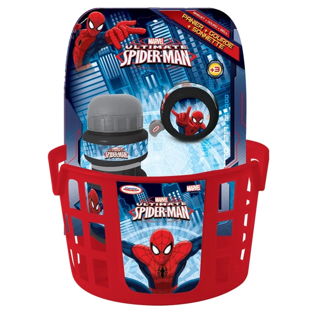 Zestaw rowerowy Spiderman (koszyk, dzwonek, bidon)