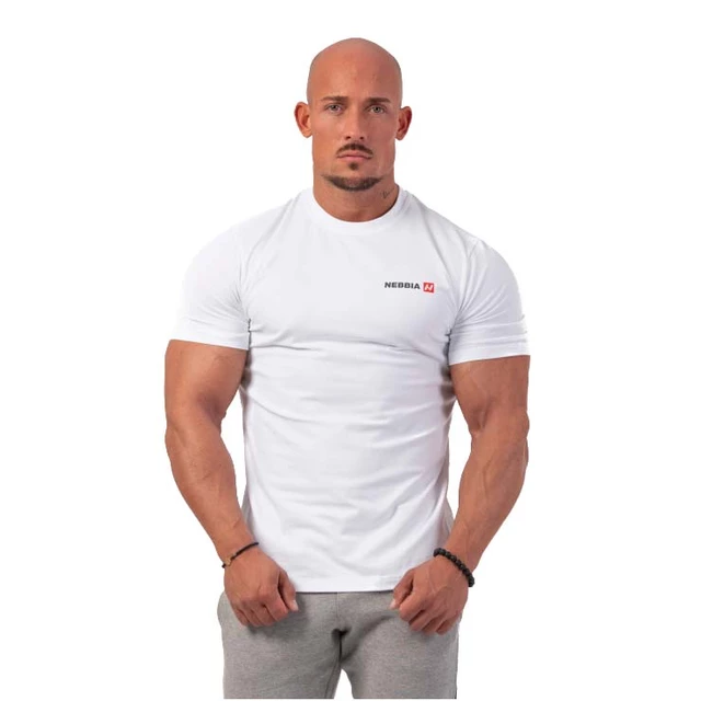 Pánské tričko Nebbia Minimalist Logo 291 - White - White