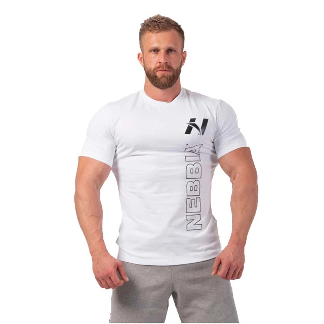 T-shirt męski koszulka Nebbia Vertical Logo 293 - Biały - Biały