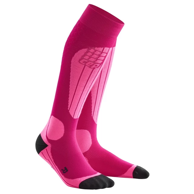 Women’s Compression Ski Socks CEP Thermo - Pink/Fluo Pink - Pink/Fluo Pink
