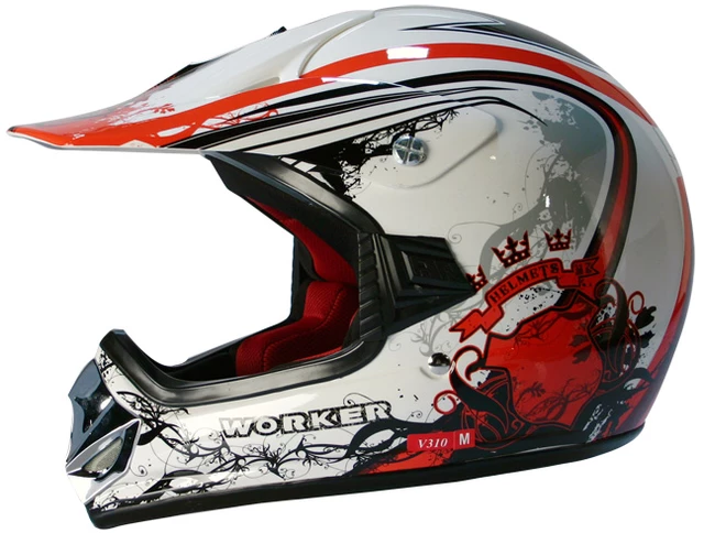 WORKER V310 Junior Motorcycle Helmet - sale - White/Red