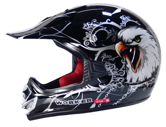 WORKER V310 Junior Motorcycle Helmet - Black-Eagle
