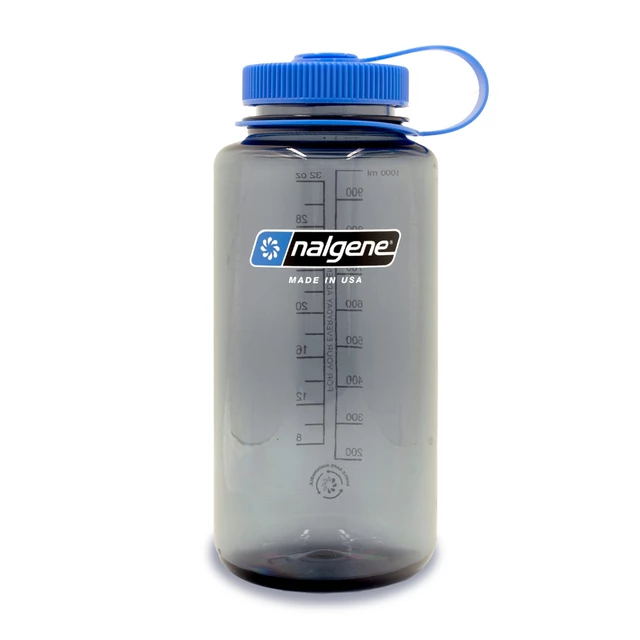 Outdoor Water Bottle NALGENE Wide Mouth Sustain 1 L - Cosmo 32 WM - Gray w/Blue Cap