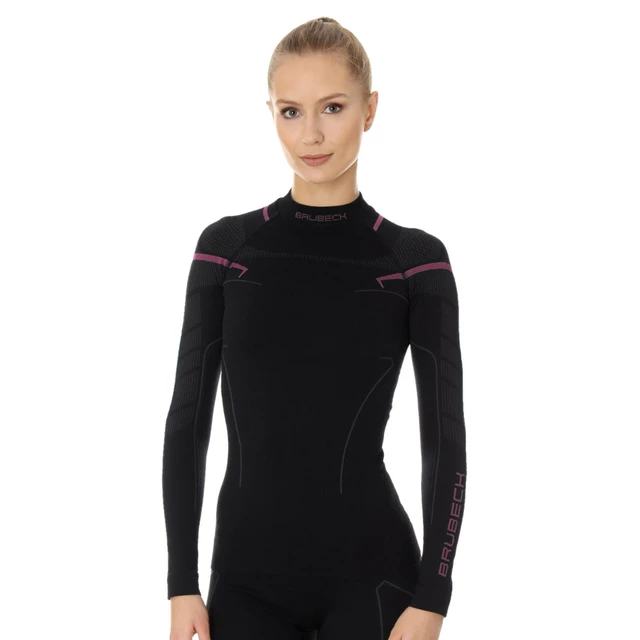 Women’s Long-Sleeved T-Shirt Brubeck Thermo - Black/Pink - Black/Pink