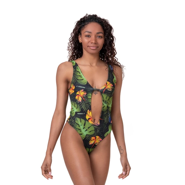 Women’s One-Piece Swimsuit Nebbia High Energy Monokini 560 - Black - Jungle Green
