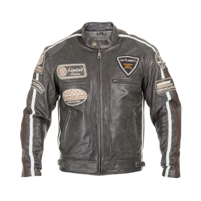 Men's Leather Motorcycle Jacket W-TEC Antique Cracker - 6XL - Brown-Grey