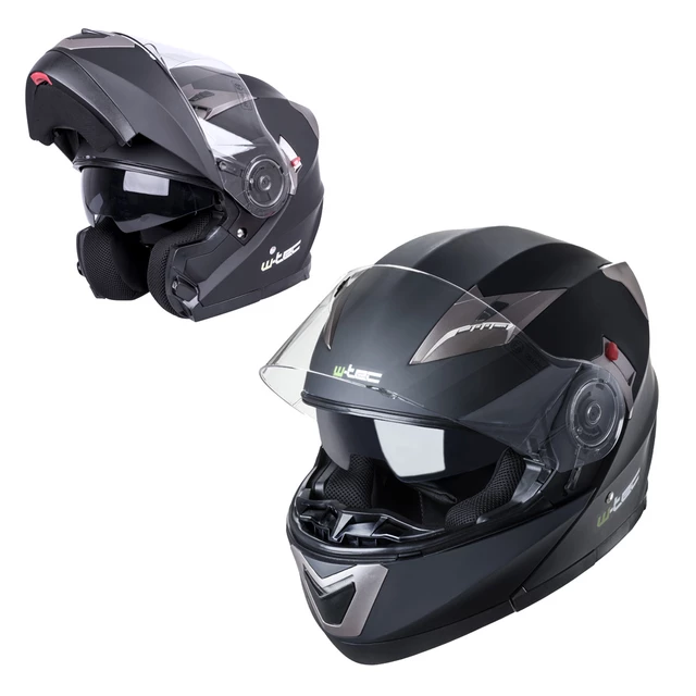 Kask motocyklowy szczękowy z blendą W-TEC YM-925 - Matowy brązowo-czarny